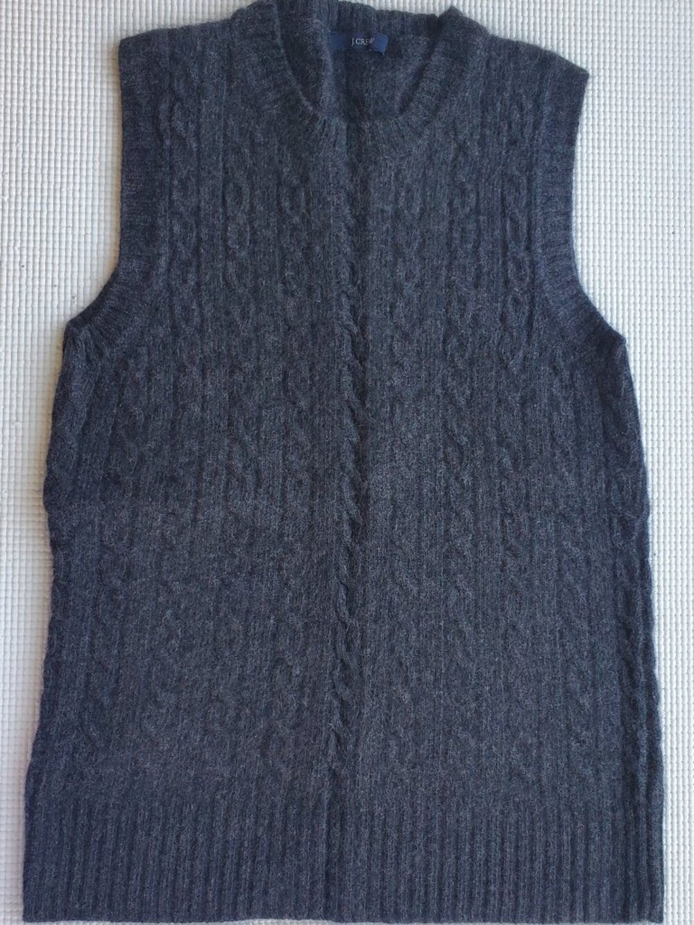 Jcrew cashmere cable vest sweater charcoal